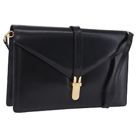 Borsa a tracolla Salvatore Ferragamo in pelle nera e oro Auth ka6079
