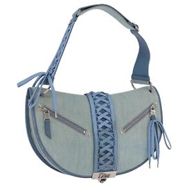 Bolso de Hombro Christian Dior Admit It Denim Azul Claro Plata Auth 201218V