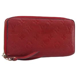LOUIS VUITTON Monogram Empreinte Zippy Long Wallet Red M60737 LV Auth 200689