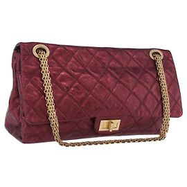 Borsa a tracolla con catena CHANEL 2.55 Matelasse in pelle d'agnello rossa e oro CC Auth ka6142SAV
