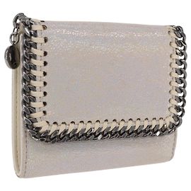 Stella Mc Cartney Stella MacCartney Cartera Trifold Falabella Suede Silver 540021 Auth BA15693V
