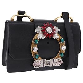 Borsa a tracolla Miu Miu in pelle nera e oro Auth ka6173M