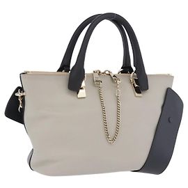 Chloé Chloe Bailey Handtasche Leder 2way Beige Gold Auth hk4009V