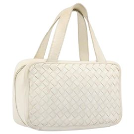 Borsa BOTTEGA VENETA INTRECCIATO in pelle Bianca Tono Oro 147740 Auth 201228