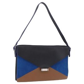 Céline Sac à épaule CELINE en cuir Blue Black Auth 202635A