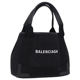 Bolso de mano BALENCIAGA Navy Cabas XS Canvas Black 390346 Auth 200438A