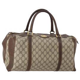 Borsa Boston GUCCI GG Supreme PVC Beige Gold Auth 200907