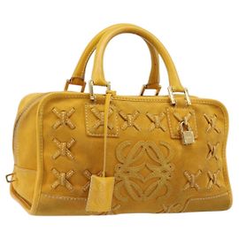 Bolsa de mão LOEWE Amazona 28 Suede Yellow Gold Auth 200433V