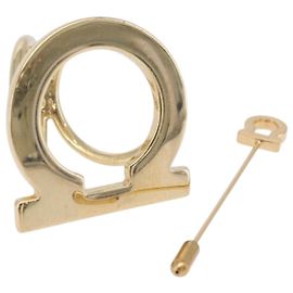 Set di 2 Anelli per Foulard Salvatore Ferragamo Gancini in Metallo Tono Oro Auth SW2867