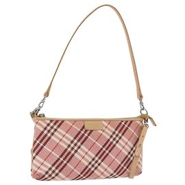 Borsa a tracolla BURBERRY Nova Check Canvas 2way Rosso Argento Auth ti4023