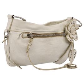 Sac à épaule Miu Miu en cuir blanc argenté Auth 202884A