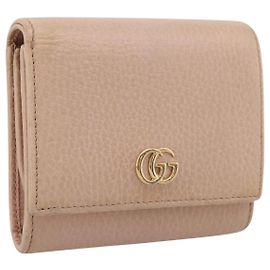 Billetera Bifold GUCCI Cuero Rosa Dorado 598587 Auth 203221