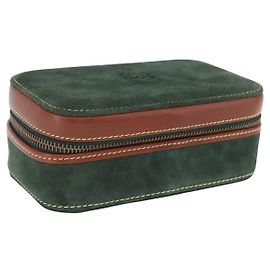 Estuche de Joyería LOEWE Suede Green Gold Auth 203034A