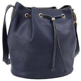 Borsa a tracolla Christian Dior in pelle blu navy e oro Auth ti3995