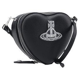 Borsa a tracolla Vivienne Westwood in pelle nera argento Auth 202138V