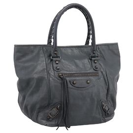 BALENCIAGA Borsa The Sunday in pelle Navy 228750 Auth 203658V