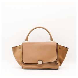 Céline Bolsa Celine Trapeze em couro e camurça Taupe