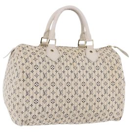LOUIS VUITTON Monogram Mini Lin Croisette Speedy 30 Bag Blue M95500 Auth 201129A