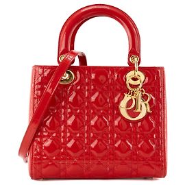 Autre Marque DIOR - Borsa a mano Lady Dior Medium in pelle cannage verniciata rossa