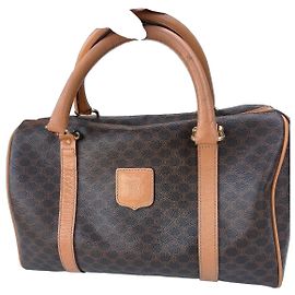 Céline bolso bowling Celine en lona revestida marrón y piel natural