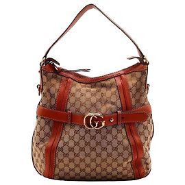 Bolso Hobo Gucci de lona monogram y cuero