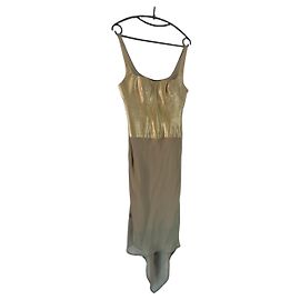 Abito lungo dorato e kaki Versace Jeans Couture