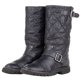 Chanel by Karl Lagerfeld 2010s Quilted Biker Moto Boots