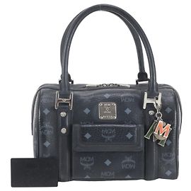 MCM Visetos Leather Mini Boston Bag