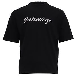 T-shirt Balenciaga Script Logo in cotone nero