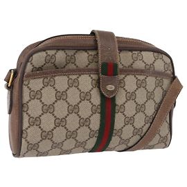 GUCCI GG Supreme Web Sherry Line Bag PVC Beige Gold 89 02 055