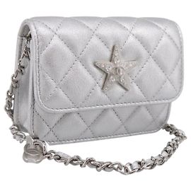 CHANEL Matelasse Chain Shoulder Bag Lamb Skin Navy CC