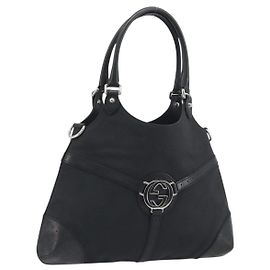 GUCCI Interlocking G Handtasche Canvas Schwarz Silber