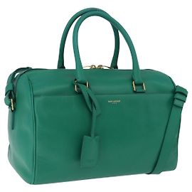 Autre Marque SAINT LAURENT Mala Duffle Clássica Pele 2way Verde Ouro 322049