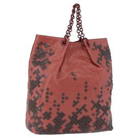 BOTTEGA VENETA Bolso de mano con cadena de cuero rosa