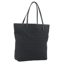FENDI Zucchino Canvas Tote Bag Schwarz 8BH074