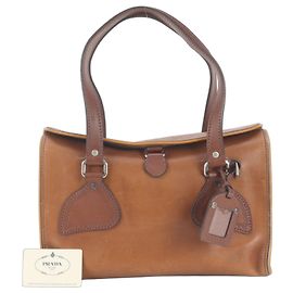 Prada BR3017 Leather Tote Bag in Brown