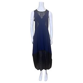 High Tech Navy Blue Lace Trim Dress