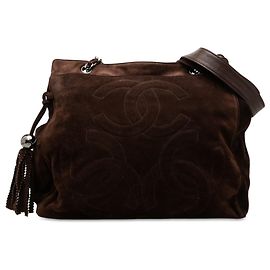Sac Tote Chanel Triple CC en daim marron