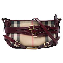 Burberry Brown House Check Canvas Bridle Langford Crossbody