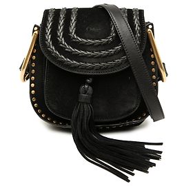 Chloé Hudson kleine Crossbody-Tasche aus geflochtenem schwarzem Wildleder