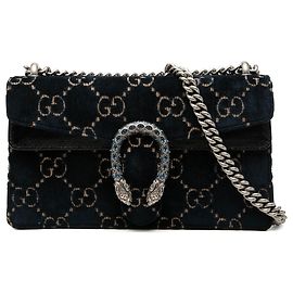 Gucci Borsa a Tracolla Dionysus in Velluto GG Blu Medium