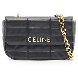 Céline Bolsa de ombro Celine Monochrome em couro preto