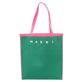Marni Logo Tote Bag Rosa Grün aus Polyester