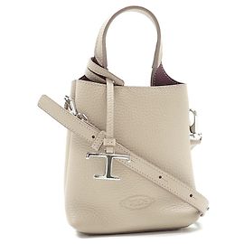 Borsa a tracolla in pelle beige Tod's da donna