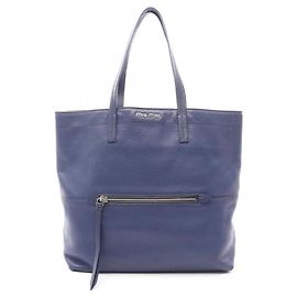 Saco Tote Miu Miu em couro azul