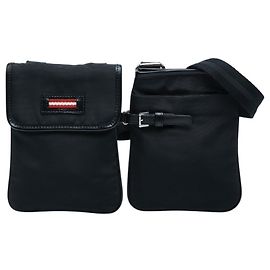 Bally 2-Way Gürteltasche aus schwarzem Canvas und Leder