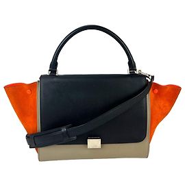 Céline Celine Tricolor Leather suede Trapeze Tote Bag