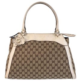 Borsa tote Gucci Trophy marrone beige in tela