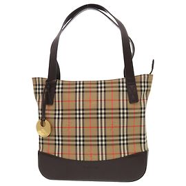 Burberry Nova Check Logo Lederhandtasche