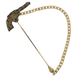 Autre Marque Spilla Dolce & Gabbana Be-S in perle Gun Metal e oro